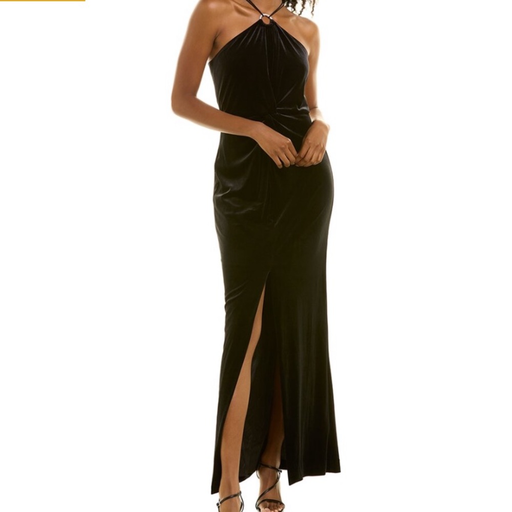 Parker Black velvet halter dress, size 2